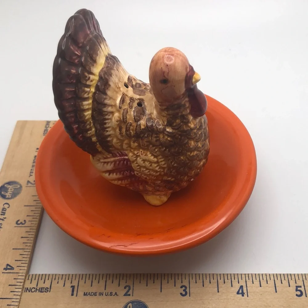Cute Turkey on Platter Salt Shaker Crate&Barrel